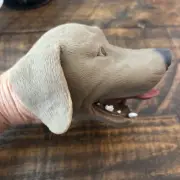 STRETCHY DOG Schylling Rubber Chocolate Labrador, Hand Puppet New