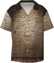 [YANYU] Lights Hit The Brick Wall Print Hawaiian Shirts Men Short Sleeve Button Down Cuban Collar Shirt Summer Beach Days