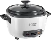 [Russell Hobbs] 27040 Large Rice Cooker - Up to 14 Servings with Steamer Basket, Measuring Cup and Spoon Included, Dishwasher Safe Parts, 500 W, White