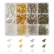 1Box Iron Folding Crimp Ends Cord Ends and Close but Unsoldered Jump Rings Craft