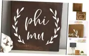 Phi Mu Wall Art - 10" X 10" Square, Solid Wood Wall Decor, Sorority Name with