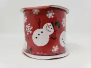 Jingle Time Red with Snowmen & Snowflakes Ribbon - New
