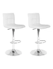 [Artiss] Leather 2x Bar Stools in White