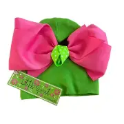 NEW Mud Pie Baby Girl Giant Bow Hat 6-18 Months Lime Green Pink Beanie