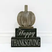 Adams & Co Fall Decor - Happy Thanksgiving Stacking Pumpkin Block Sign