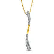 0.5 CT. T.W. Journey Natural Diamond Wave Pendant in 10K Yellow Gold
