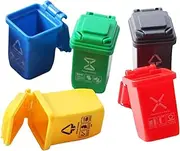 Generic 5/Set Plastic Mini Trash Can Waste Container with Opened Lids for Ob11 Dolls or 1:12 Dollhouse Fairy Garden Accessory Life Scene Decoration