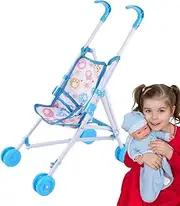 Simulation Baby Stroller Toy, Foldable Baby Doll Pushchair, Miniature Toddler Doll Pram for Boys Girls, Funny Realistic Pretend Play Educational Toy, Creative Simulation Toddler Push Cart