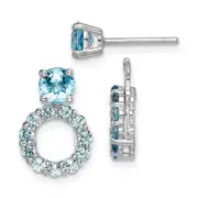 Sterling Silver Polished 5mm Blue Topaz Studs with Earring Jackets