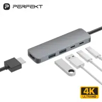 在飛比找momo購物網優惠-【PERFEKT】USB Type C 五合一 多功能 集線