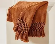 Beyond Decor Home Farmhouse Decor Rustic Couch Sofa Chair Bed Tassel Throw Blanket, Soft Warm Light Weight Breathable in Spring Summer (127x152cm Brown)