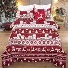 Red Christmas Elk Doona Duvet Quilt Cover Set Single/Double/Queen/King Size Bed