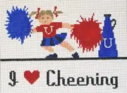 I Love Cheering Hand Painted Needlepoint Canvas