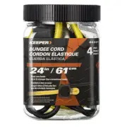 24 Inch Weather Resistant Bungee Cords with Steel Hooks 4 Pack