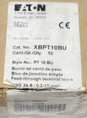 BOX OF 42 EATON XBPT10BU Feed Through Blue Terminal Block AWG 24-6 0.2-10 mm2 PT