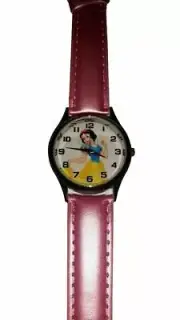 Snow White Princess Pink Leather Band Wrist Watch