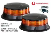 2 x Micro Small Low Profile LED Beacons Permanent Mount Whitevision Class 1
