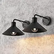 Outdoor Wall Lights, Traditional Outdoor Exterior Wall Sconce Front Porch Wall Light Fixtures for Porch Doorway Garage Entryway Matt Black E27 IP44, 2 Pack