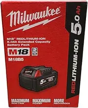 M18B5 M18 5.0Ah Redlithium-ION Extended Capacity Battery Genuine Retail Box Packaging