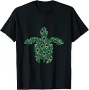 [VidiAmazing] Peacock Feather Print Sea Turtle Shirt ds1270 T-Shirt