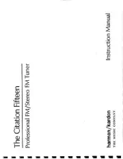 Harman Kardon Citation-15 Amplifier Tuner Owners Manual