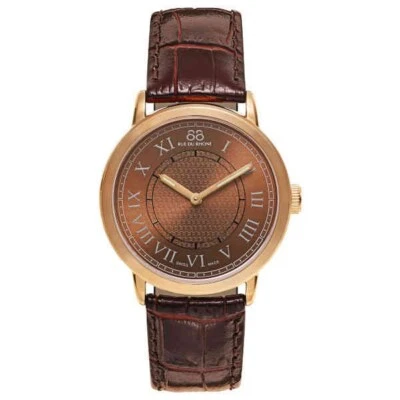 88 RUE DU RHONE SWISS MADE BROWN DIAL BROWN STRAP WOMEN'S WATCH 87WA120016 NEW