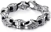 [BOSUGE] Charming Bracelet， Vintage Cross Charm Stainless Steel Link Cuban Chain Viking Men's Engravable Bracelet with Cubic Zirconia (Color : A, Size : 22CM) (Color : B)