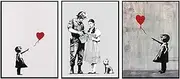 Banksy Graffiti Street Wall Art Girl With Balloon Canvas Print Original Painting Banksy Picture Living Room Bedroom Home Decor Frameless 40×60cm×3pcs