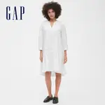 GAP 女裝 簡約V領七分袖洋裝-白色(542204)