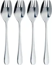 Yuzee Stainless Steel Buffet Spork Set, 4 Pieces, Mirror Polished Finish, Silver