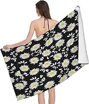 JBYJBX White Daisy Print Beach Towel Quick Dry Sandproof Microfiber Beach Bath Towel for Travel Pool Camping