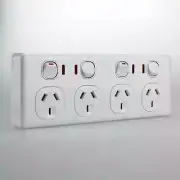 4 Gang Quad Double Pole GPO with NEON Indicator Outlet 10 amp Power Point Socket