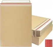 zmybcpack 50 Pack 9X12 inch Self Seal Photo Document Mailers Stay Flat Kraft Cardboard Envelopes Rigid Mailers Photography Postage Satchels for CD, Photos, Document (Kraft Brown)