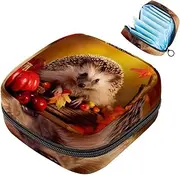 Period Bag,Sanitary Napkin Storage Bag,Autumn Animal and Cherry,Tampon Holder for Purse