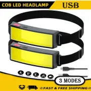 Headlamp Headlight Torch Work Light COB LED Rechargeable Bar Head Band Lamp USB