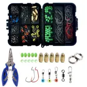 172pcs Fishing Accessories Tackle Box Swivels Snaps Hooks Rings Sinker Weights