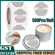 500pcs/roll Candle Safety Round Warning Label Candle Jar Candle Warning Stickers