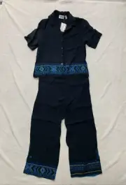 Chicos Design Colorful Outfit Button Blouse Beaded Ankle Pants Size 0 Rayon New