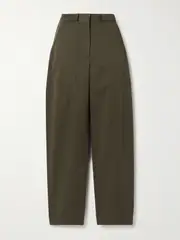 [Matteau] Matteau - Organic Cotton-blend Twill Straight-leg Pants - Green - 2 2 Green