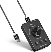 USB Computer Volume Controller 5.1 o Transmitter U Disk Playback External Sound Card Headphone Adapter 3.5mm Dual Headphone Jack pe-C Plug and Play