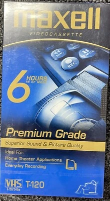 Maxell T-120 6 hours Premium Grade Video Cassette 5 Sealed VHS Tapes