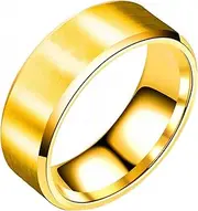 [Mulmoy] 8 mm Width Men Ring Double Beveled Titanium Steel Smooth Ring Stainless Steel Brushed Matte Engagement Wedding Band Ring