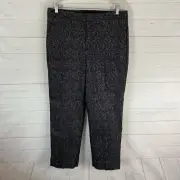 Banana Republic Womens Ankle Chino Pants Sz 12 Black/Silver Metallic Rayon Blend