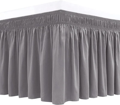 King Cal King Wrap Around Bed Skirt 18 Inch Drop White Easy Fit Elastic Dust
