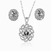 18k white gold made with Swarovski crystal earrings necklace wedding party set