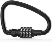 UP Security Carabiner Locking Clips with Combination Lock, Heavy Duty 4-Digit D Ring, Large Metal Carabiners, Outdoor Travel Anti-Theft Hook for Helmet Safe, Rope Chain Link & Lock Holder
