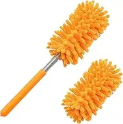 Tukuos Microfiber Duster for Cleaning, Hand Washable Dusters with 2pcs Replaceable Microfiber Head, Extendable Pole, Detachable Cleaning Supplies for Office, Car, Window, Furniture, Ceiling Fan