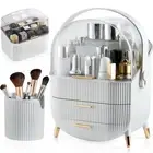CANITORON Makeup Organizer,Skincare Organizer with 2 Drawers and Brush Storag...