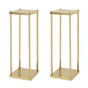 Set of 2 Gold Wedding Flower Stand Metal Column Stand Vase Balloon Geometric Display Rack Floral Decoration Holders 20x20x60cm for Wedding Party Decor