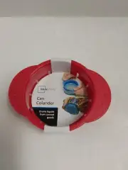 Mainstays Can Colander/Strainer Red Drains Liquid From Canned Goods BNWT!